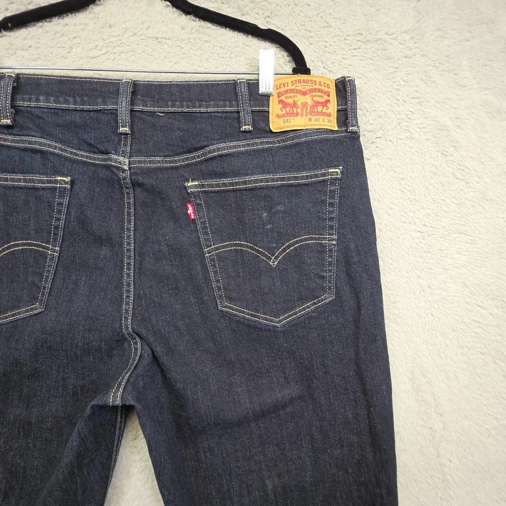 Levis 541 Jeans Mens 40x32 Black Athletic Tapered Leg Denim Dark Wash Classic‎